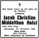 Dødsannonse Jacob Christian Middelthon Holst