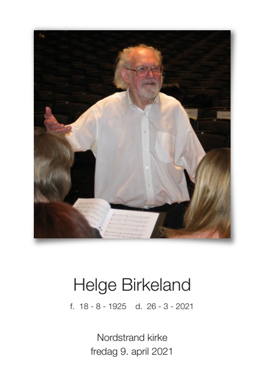 Program for Helge Birkelands gravferd