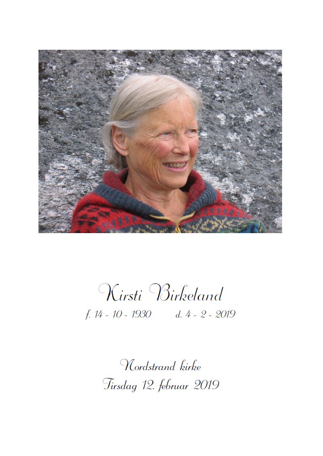 Program for Kirsti Birkelands gravferd