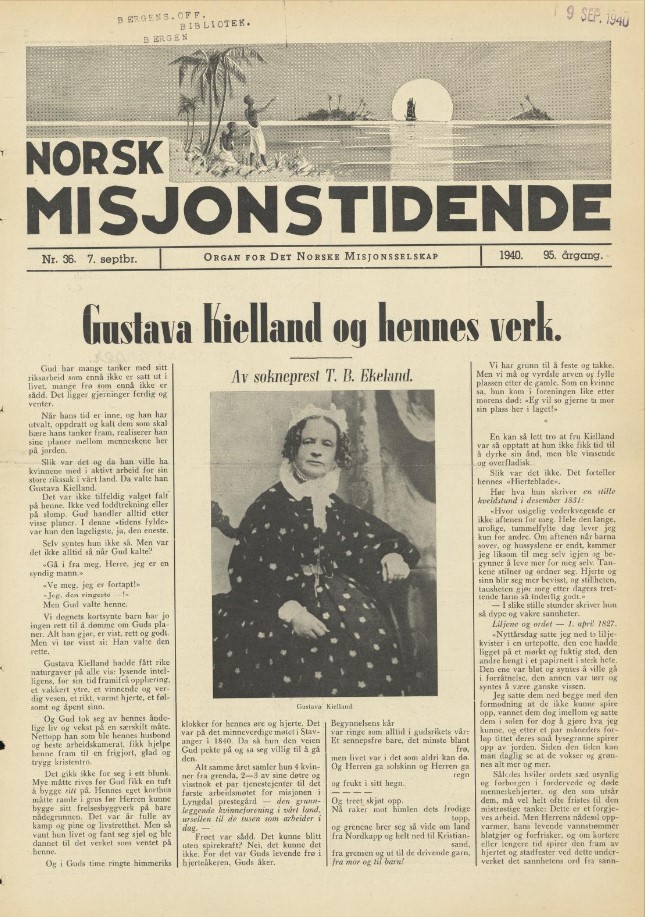 Norsk Misjonstidende 1940. Vol 95. Nr. 36