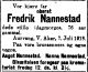 Dødsannonse Fredrik Nannestad
