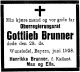 Dødsannonse Gottlieb Ludwig Brunner