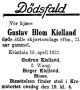 Dødsannonse Gustav Blom Kielland