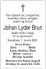 Dødsannonse Johan Lyder Brun