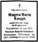 Dødsannonse Magna Marie Knoph