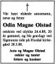 Dødsannonse Odin Magne Olstad