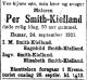 Dødsannonse Per Smith-Kielland