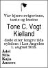 Dødsannonse Tone Cecilie Vogt-Kielland